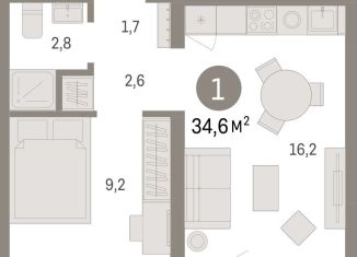 Продам однокомнатную квартиру, 34.6 м2, Новосибирск, Заельцовский район