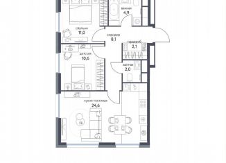 Продаю трехкомнатную квартиру, 63.3 м2, Москва, ВАО