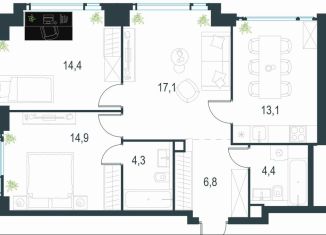 Продажа трехкомнатной квартиры, 75 м2, Москва, метро Мичуринский проспект, жилой комплекс Левел Мичуринский, к1