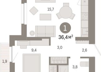 Продаю однокомнатную квартиру, 36.4 м2, Новосибирск, Заельцовский район