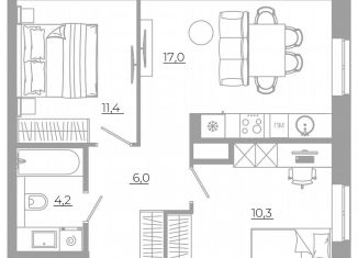 Продажа 2-ком. квартиры, 49 м2, Екатеринбург, метро Ботаническая