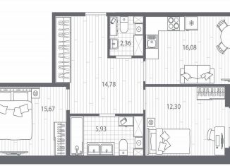 Продам 2-комнатную квартиру, 68.8 м2, Санкт-Петербург, Калининский район