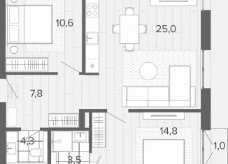 Продам 2-комнатную квартиру, 67 м2, Барнаул, Змеиногорский тракт, 35Бк2, Центральный район