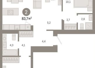 Продажа 2-комнатной квартиры, 83.7 м2, Новосибирск