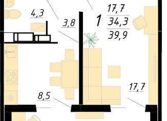 Продаю однокомнатную квартиру, 39.8 м2, Воронеж, Советский район, улица Полковника Богомолова, 1