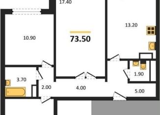 Продается трехкомнатная квартира, 73.5 м2, Воронеж, улица Полковника Богомолова, 1