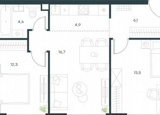 Продается двухкомнатная квартира, 58.1 м2, Москва, метро Мичуринский проспект