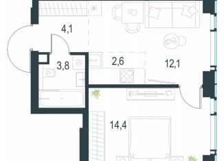 Продается 1-комнатная квартира, 37 м2, Москва, метро Мичуринский проспект, жилой комплекс Левел Мичуринский, к3