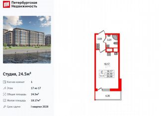 Продам квартиру студию, 24.5 м2, Санкт-Петербург, муниципальный округ Невский