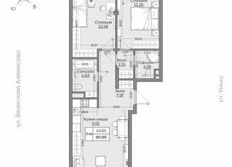 Продажа 1-комнатной квартиры, 66.7 м2, Казань