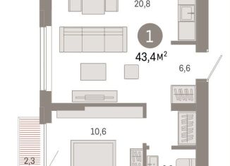 Продаю однокомнатную квартиру, 40.3 м2, Екатеринбург, улица Академика Ландау, 7Б