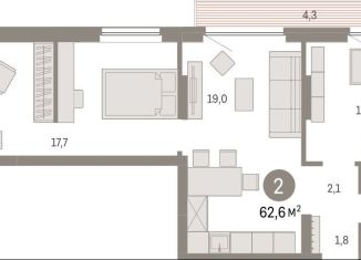 Продам двухкомнатную квартиру, 62.6 м2, Новосибирск, метро Заельцовская