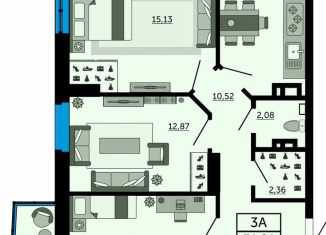 Продажа трехкомнатной квартиры, 74.2 м2, Ростов-на-Дону, ЖК Город у Реки, улица 23-я Линия, 54