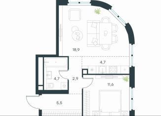 Продается 1-комнатная квартира, 48.3 м2, Москва, ЮВАО