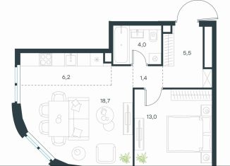 1-комнатная квартира на продажу, 48.8 м2, Москва, метро Перово