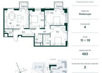 3-ком. квартира на продажу, 99.1 м2, Москва, метро Спартак