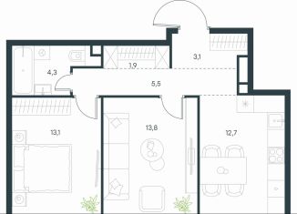 Продажа 2-комнатной квартиры, 54.4 м2, Москва, ЮВАО