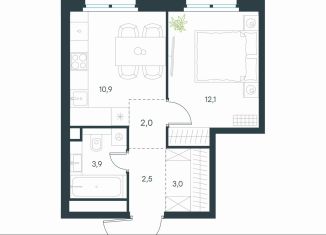 1-ком. квартира на продажу, 34.4 м2, Москва, ЮВАО