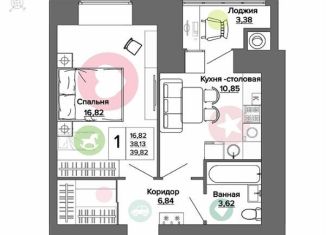 1-ком. квартира на продажу, 39.8 м2, Рязань, улица Княжье Поле, 10