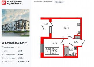 Продается 1-ком. квартира, 32.5 м2, Санкт-Петербург, Московский район