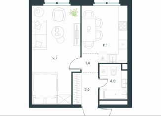 Продажа однокомнатной квартиры, 39.8 м2, Москва, ЮВАО