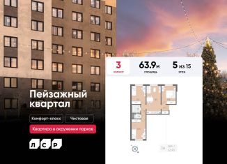 Продаю трехкомнатную квартиру, 63.9 м2, Санкт-Петербург, метро Гражданский проспект