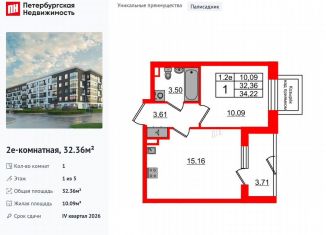 Продается 1-ком. квартира, 32.4 м2, Санкт-Петербург, Московский район