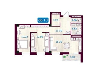 Продажа 2-ком. квартиры, 66.2 м2, Новомосковск, Донской проезд, 2