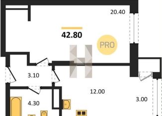 Продаю однокомнатную квартиру, 42.8 м2, Новосибирск