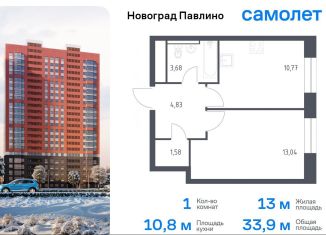 1-комнатная квартира на продажу, 33.9 м2, Балашиха, жилой квартал Новоград Павлино, к8