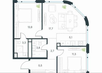 Продажа 2-комнатной квартиры, 63.2 м2, Москва, метро Нижегородская