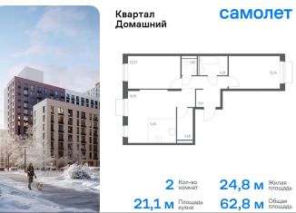 Двухкомнатная квартира на продажу, 62.8 м2, Москва, ЮВАО, жилой комплекс Квартал Домашний, 2