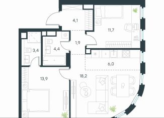 Продается двухкомнатная квартира, 63.6 м2, Москва, Нижегородский район