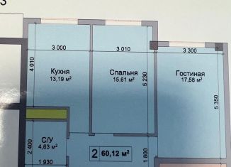 Продам двухкомнатную квартиру, 60.1 м2, Нальчик, улица Тарчокова, 127А, район Горная