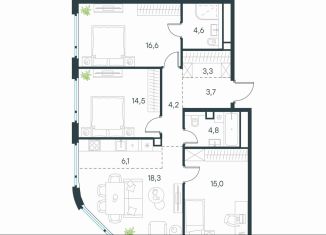 3-комнатная квартира на продажу, 91.1 м2, Москва, метро Нижегородская