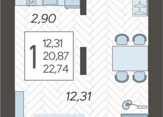 Продается квартира студия, 22.7 м2, Сочи, микрорайон Бытха, Ясногорская улица, 16/2к3