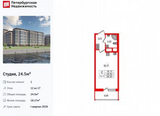 Квартира на продажу студия, 24.5 м2, Санкт-Петербург, Невский район