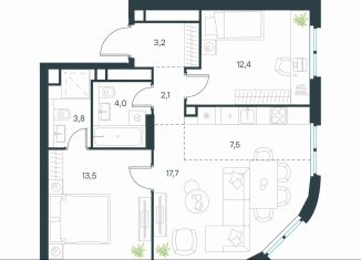 Продается двухкомнатная квартира, 64.2 м2, Москва, метро Нижегородская