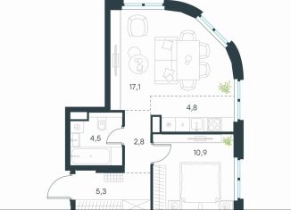 Продаю однокомнатную квартиру, 45.4 м2, Москва, ЮВАО