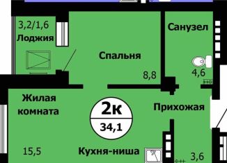 Продаю 2-комнатную квартиру, 34.1 м2, Красноярск, Октябрьский район, улица Вильского