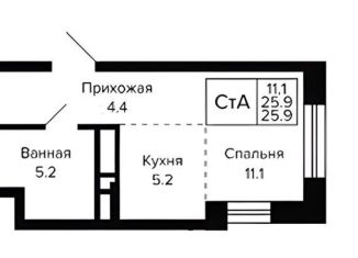 Квартира на продажу студия, 25.9 м2, Новосибирск, Красносельская улица, метро Берёзовая роща