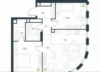 Продается 2-ком. квартира, 64.5 м2, Москва, метро Нижегородская