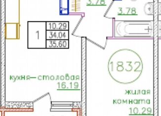 Продается 1-комнатная квартира, 35.6 м2, Краснодар, микрорайон КСК, Уральская улица, 87/7