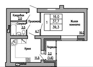 Продается 1-комнатная квартира, 39.3 м2, Воронеж