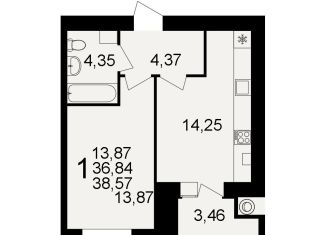 Продаю 1-ком. квартиру, 38.6 м2, Рязань, улица Княжье Поле, 10