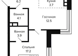 2-ком. квартира на продажу, 47.6 м2, Новосибирск, Красносельская улица, метро Золотая Нива