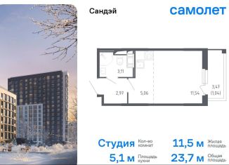 Продается квартира студия, 23.7 м2, Санкт-Петербург, Красносельский район, жилой комплекс Сандэй, 7.2