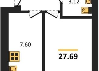 1-комнатная квартира на продажу, 27.7 м2, Пионерский, улица Гептнера, 19