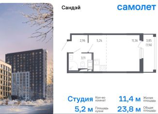 Продается квартира студия, 23.8 м2, Санкт-Петербург, Красносельский район, жилой комплекс Сандэй, 7.2