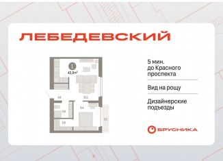 Продается 1-комнатная квартира, 42.9 м2, Новосибирск, Заельцовский район